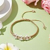 Flower Glass Braided Bead Bracelets BJEW-JB11077-02-2