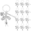 20Pcs Alloy Baseball Player & Baseball Bat & Hat Keychains KEYC-SC00044-1