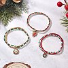 3Pcs Christmas Glass Seed Beads & Glass Beads Multi-layered Bracelets BJEW-MZ00240-2