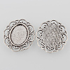 Tibetan Style Alloy Flower Tray Cabochon Settings TIBE-M021-07AS-2