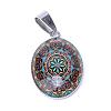 Flower Pattern Glass Pendants GLAA-R195-P-2