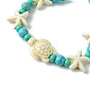 Turtle & Starfish Dyed Synthetic Turquoise Slider Bracelets BJEW-JB10279-01-2