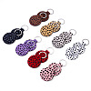 16Pcs 8 Colors Flat Round Leopard Pattern PU Leather Keychains KEYC-TA0001-37-2