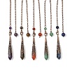 Natural Carnelian & Quartz Crystal & Amethyst & Tiger Eye & Lapis Lazuli Cone Point Dowsing Pendulums HJEW-JM04998-1