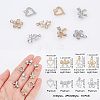 16Pcs 8 Style  Rack Plating Brass Micro Pave Cubic Zirconia Charms ZIRC-FH0001-17-5
