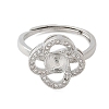 Flower Brass Micro Pave Cubic Zirconia Adjustable Ring Settings KK-K297-13P-2