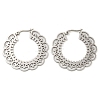 Non-Tarnish 304 Stainless Steel Hollow Flower Hoop Earrings EJEW-P248-03P-2