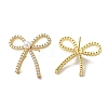 Rack Plating Brass Micro Pave Clear Cubic Zirconia Bowknot Stud Earrings for Women EJEW-P280-27G-2