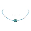 Summer Beach Sea Turtle Dyed Synthetic Turquoise & Glass Seed Beads Beaded Necklaces for Women NJEW-JN05081-01-1