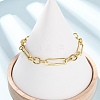 304 Stainless Steel Paperclip & Oval Link Cahin Bracelets for Women BJEW-F536-24G-1
