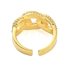 Oval Curb Chain Clear Cubic Zirconia Open Cuff Ring RJEW-L120-008G-3