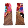 Opaque Resin & Walnut Wood Pendants RESI-T058-04H-2