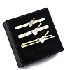 3Pcs 3 Styles Guitar Brass Tie Clips with Chain PW-WG51E18-01-2