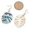 Leaf Alloy Enamel Dangle Earrings EJEW-JE06184-3