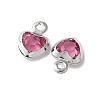 Heart Rack Plating Brass Glass Charms KK-S385-01P-2