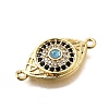Brass Micro Pave Clear and Black Cubic Zirconia Connector Charms KK-P336-11G-2