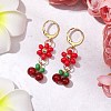 Natural Carnelian Beads & Glass Seed Dangle Hoop Earrings EJEW-MZ00309-3