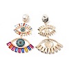 Rhinestone Double Evil Eye Dangle Stud Earrings with Acrylic Pearl Beaded EJEW-J045-03A-KCG-2