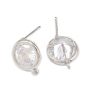 Brass Micro Pave Clear Cubic Zirconia Stud Earring Findings KK-Z133-01P-02-2