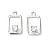 Brass Micro Pave Cubic Zirconia Rectangle Charms KK-Z136-04P-1
