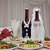 CRASPIRE 2 Sets Organza & Cloth Bride and Groom Wine Bottle Cover AJEW-CP0001-47-5