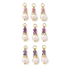 3Pcs 3 Styles Faceted Natural Ruby & Rhodonite & Amethyst and Potato Pearl Pandants PALLOY-JF06048-01-1