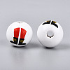 Christmas Spray Painted Schima Wood Beads WOOD-T032-38C-2