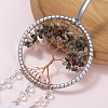 Natural Fluorite Chips Tree of Life Pendant Decorations PW-WG63087-01-4