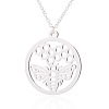 304 Stainless Steel Ring with Bee & Honeycomb Cutout Pendant Necklaces for Women WGD6CCF-02-2