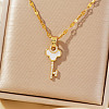 Elegant Fashion Brass Sparkling Clear Cubic Zirconia Key Pendant Necklaces for Women CT5089-1-1