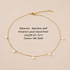 Stainless Steel Imitation Pearl Cable Chain Bib Necklaces for Women GX8162-2-1