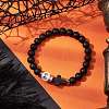 Halloween Skull & Cross Dyed Synthetic Turquoise Bracelets BJEW-JB10852-02-2