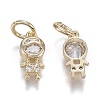 Brass Micro Pave Clear Cubic Zirconia Pendants ZIRC-Z003-17G-2