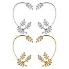 4Pcs 4 Styles Leaf Alloy Rhinestone Cuff Earrings EJEW-GO0002-28-1