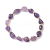Natural Gemstone & Brass Beads Stretch Bracelets for Women BJEW-JB13414-4