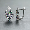 Brass Micro Pave Cubic Zirconia Flower Hoop Earrings WGA76CA-01-1