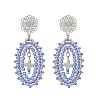 Cross Oval Glass Seed Bead Woven Stud Earrings EJEW-MZ00595-03-2