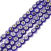 Handmade Evil Eye Lampwork Flat Round Bead Strands LAMP-L058-10mm-22-1