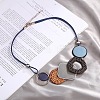 Bohemian Style Alloy and Raffia Geometric Pendant PU Leather Cord Bib Necklaces FS-WG7F958-01-1