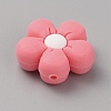 Flower Silicone Beads SIL-WH0010-25-2