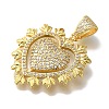 Heart Rack Plating Brass Micro Pave Clear Cubic Zirconia Pendant KK-U019-18G-03-2