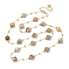 Natural Crazy Agate Faceted Flat Round Beaded Chain Necklaces with Matte Brass Beads GG-CBA37F5-01G-09-4