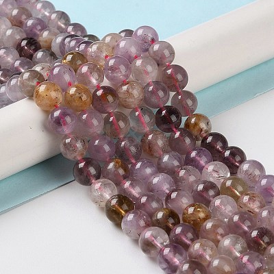 Natural Purple Rutilated Quartz Beads Strands G-M427-A01-02-1