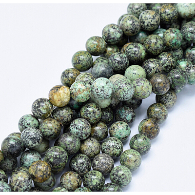 Natural African Turquoise(Jasper) Beads Strands X-G-D840-90-8mm-1