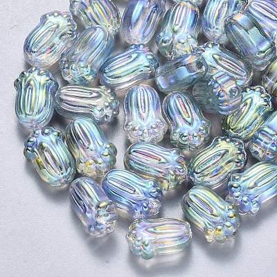 Transparent Spray Painted Glass Beads GLAA-S190-004B-02-1