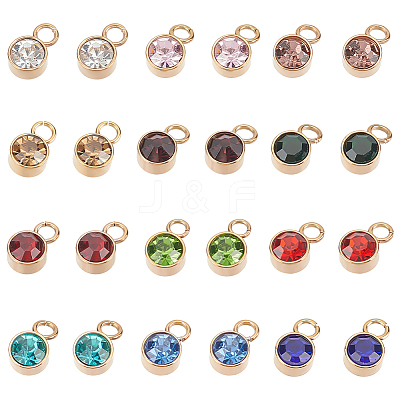 24Pcs 12 Colors Ion Plating(IP) Rose Gold Plated 304 Stainless Steel Rhinestone Pendants STAS-UN0050-52-1