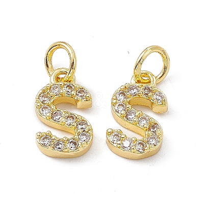 Real 18K Gold Plated Brass Micro Pave Clear Cubic Zirconia Charms KK-E068-VB452-S-1