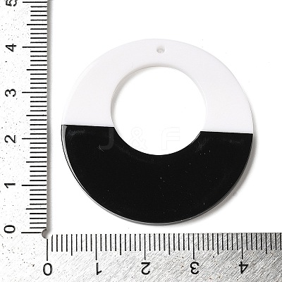 Black and White stitching Acrylic Pendants OACR-S143-01A-1