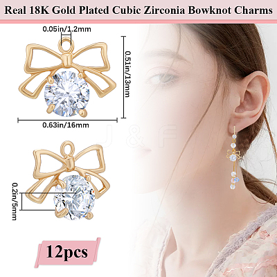 12pcs Clear Cubic Zirconia Charms KK-BBC0013-85-1