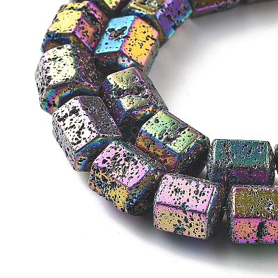 Electroplated Natural Lava Rock Beads Strands G-A251-A01-01A-1